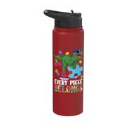Every Piece Belongs T-Rex Dinosaur Autism Awareness Stainless Steel Insulated Water Bottle