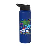 Every Piece Belongs T-Rex Dinosaur Autism Awareness Stainless Steel Insulated Water Bottle