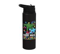 Every Piece Belongs T-Rex Dinosaur Autism Awareness Stainless Steel Insulated Water Bottle