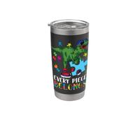 Every Piece Belongs T-Rex Dinosaur Autism Awareness Vaso térmico de acero inoxidable de doble pared