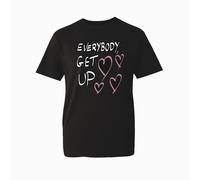 Everybody Get Up Graphic - Camiseta unisex de manga corta con cuello redondo - Camiseta divertida con cita positiva, Negro, 12 Years Plus