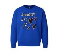 Everybody Get Up Graphic Jumper - Sudadera unisex de cuello redondo - Sudadera divertida con cita positiva, azul cobalto, M