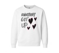 Everybody Get Up Graphic Jumper - Sudadera unisex de cuello redondo - Sudadera divertida con cita positiva, blanco, 9 Years Plus