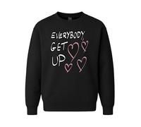 Everybody Get Up Graphic Jumper - Sudadera unisex de cuello redondo - Sudadera divertida con cita positiva, Negro, XL