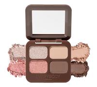 EVERYBODY LONDON Paleta de sombras de ojos de 4 colores, 2 tonos brillantes, 2 tonos mate, espejo incorporado, fácil de mezclar, fórmula duradera, rosa vintage