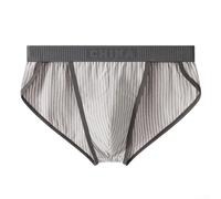 Everyday Comfort - Ropa interior de bikini a rayas para hombre con cintura elástica y bolsa (XL gris claro)