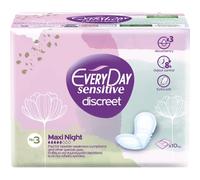EveryDay Discreet Maxi Night, absorbentes anatómicos para todo tipo de fugas, control de olores hasta 8h, paquete de 10 unidades