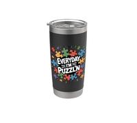 Everyday I'm Puzzl'n Jigsaw Puzzle Master Puzzle Divertido Vaso térmico de acero inoxidable de doble pared