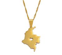 Everyiod Collar Con Colgante De Mapa, Collar Con Colgante De Mapa De Colombia, Estilo Hip Hop, Patrón Hueco De Corazón, Colgante De Mapa Vintage, Regalo De Joyería, Amarillo, 45 Cm