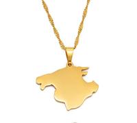Everyiod Mallorca España Mapa Collares Pendientes Joyas, Mapa Colgante Cadena De Clavícula, Cadenas De Suéter De Estilo Étnico Hip-Hop, Recuerdo De Viaje,Amarillo,60Cm