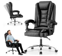 EveryKip Silla de Oficina Profesional con Respaldo Alto 360° - Sillón Acolchado y Reclinable Cojín Lumbar, Altura Ajustable Ergonomico Alfombra Bebe Acolchada Plegable (Negro)