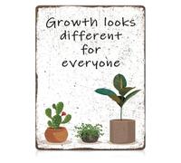 Everyone Grows Differently Metal Tin Sign Plant Motif Vintage 12x8 Inch