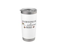 Everyone is Welcome Here Pride Sign Lesbian Butterfly Pride Vaso térmico de acero inoxidable de doble pared