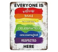 Everyone Is Welcome Here Vintage Metal Sign For Home Wall Decor 12x8 Inch