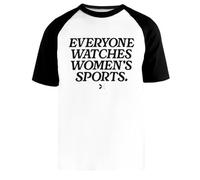 Everyone Watches Womens Camiseta Beisbol Blanca Unisex Manga Corta Negra