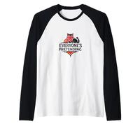 Everyone's Pretending Gato Negro corazón Rojo Gran ilusión Camiseta Manga Raglan