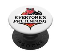 Everyone's Pretending Gato Negro corazón Rojo Gran ilusión PopSockets PopGrip Adhesivo