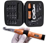 Everything Crochet Juego de agujas de ganchillo vintage con luz y contador - Ergonómico para manos artríticas - Iluminación, puntada digital y contador de filas - Kit de ganchos intercambiables de 17