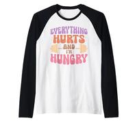 Everything Hurts and I'm Hungry Funny Fitness Girls Pesas Camiseta Manga Raglan