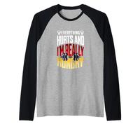 Everything Hurts and I'm Really Hungry Funny Workout Gym Mot Camiseta Manga Raglan