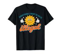 Everything I Want to Do is Illegal Retro Existential Dread Camiseta gráfica económica, Hombre, Negro, XL
