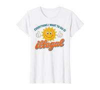 Everything I Want to Do is Illegal Retro Existential Dread Camiseta gráfica económica, Mujer, Blanco, S