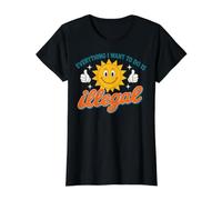 Everything I Want to Do is Illegal Retro Existential Dread Camiseta gráfica económica, Mujer, Negro, L