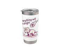 Everything Is Alright Dinosaur Asteroid Chaos Graphic Retro Vaso térmico de acero inoxidable de doble pared