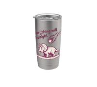 Everything Is Alright Dinosaur Asteroid Chaos Graphic Retro Vaso térmico de acero inoxidable de doble pared