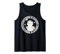 Everything is Alright Positive Quote Smile Cat Daisy Flower Camiseta sin Mangas
