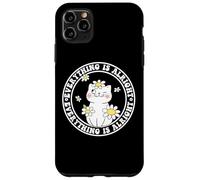 Everything is Alright Positive Quote Smile Cat Daisy Flower Carcasa para iPhone 11 Pro Max
