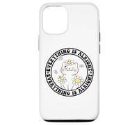 Everything is Alright Positive Quote Smile Cat Daisy Flower Carcasa para iPhone 12/12 Pro