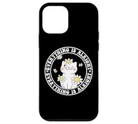 Everything is Alright Positive Quote Smile Cat Daisy Flower Carcasa para iPhone 12 mini