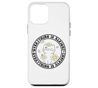 Everything is Alright Positive Quote Smile Cat Daisy Flower Carcasa para iPhone 12 mini