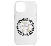 Everything is Alright Positive Quote Smile Cat Daisy Flower Carcasa para iPhone 14