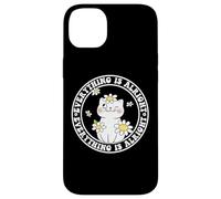 Everything is Alright Positive Quote Smile Cat Daisy Flower Carcasa para iPhone 14 Plus