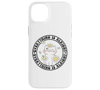 Everything is Alright Positive Quote Smile Cat Daisy Flower Carcasa para iPhone 14 Plus