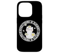 Everything is Alright Positive Quote Smile Cat Daisy Flower Carcasa para iPhone 14 Pro