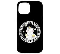 Everything is Alright Positive Quote Smile Cat Daisy Flower Carcasa para iPhone 15