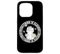 Everything is Alright Positive Quote Smile Cat Daisy Flower Carcasa para iPhone 15 Pro
