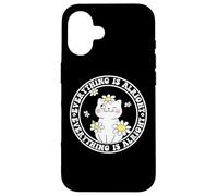 Everything is Alright Positive Quote Smile Cat Daisy Flower Carcasa para iPhone 16