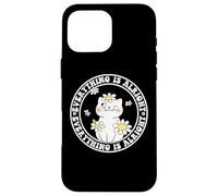 Everything is Alright Positive Quote Smile Cat Daisy Flower Carcasa para iPhone 16 Pro Max