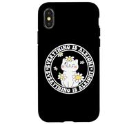 Everything is Alright Positive Quote Smile Cat Daisy Flower Carcasa para iPhone X/XS