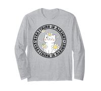 Everything is Alright Positive Quote Smile Cat Daisy Flower Manga Larga