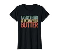 Everything Is Better with Butter Camiseta gráfica económica, Mujer, Negro, XS