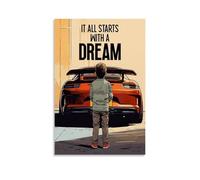 Everything Starts with A Dream Poster Decorativo Pintura Lienzo Arte de Pared Salón Póster Dormitorio Pintura, Arte de Pared Impresión de Imagen Moderna Decoración de Habitación Familiar 30 x 45 cm