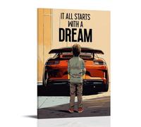Everything Starts with A DreamCanvas Poster Decoración Pintura Sala de Estar Póster Niña Dormitorio Pintura Arte de Pared Pintura de Arte Moderno Hogar Boy Habitación Decoración Impresión Pintura 30 x