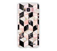 Evetane Carcasa Compatible con Samsung Galaxy S8 360 Integral Carcasa Delantera Trasera Resistente Fina protección sólida, Funda Transparente Cubos de mármol, diseño de Moda