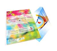 EVG 20 Hojas A4 Blanco Brillante Etiquetas de Vinilo Autoadhesivo Transparentes | Papel Adhesivo Impermeable para Impresoras Láser | Ideal Diseños de Pegatinas, Etiquetas, Rótulos y Calcomanías