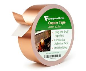 Evg 20 Mm X 25 M Cinta Conductora De Cinta De Cobre Para El Control De Babosas, Cinta Cinta Autoadhesiva Para, Cinta De Lámina De Cobre De Larga Duración Hecha De Cobre Puro De 50 Micras